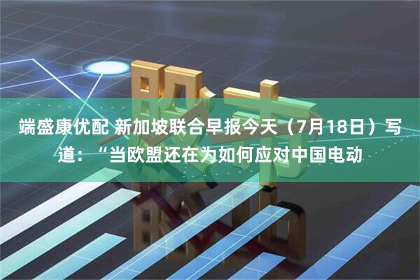 端盛康优配 新加坡联合早报今天(7月18日)写道:“当欧盟还在为如何应对中国电动